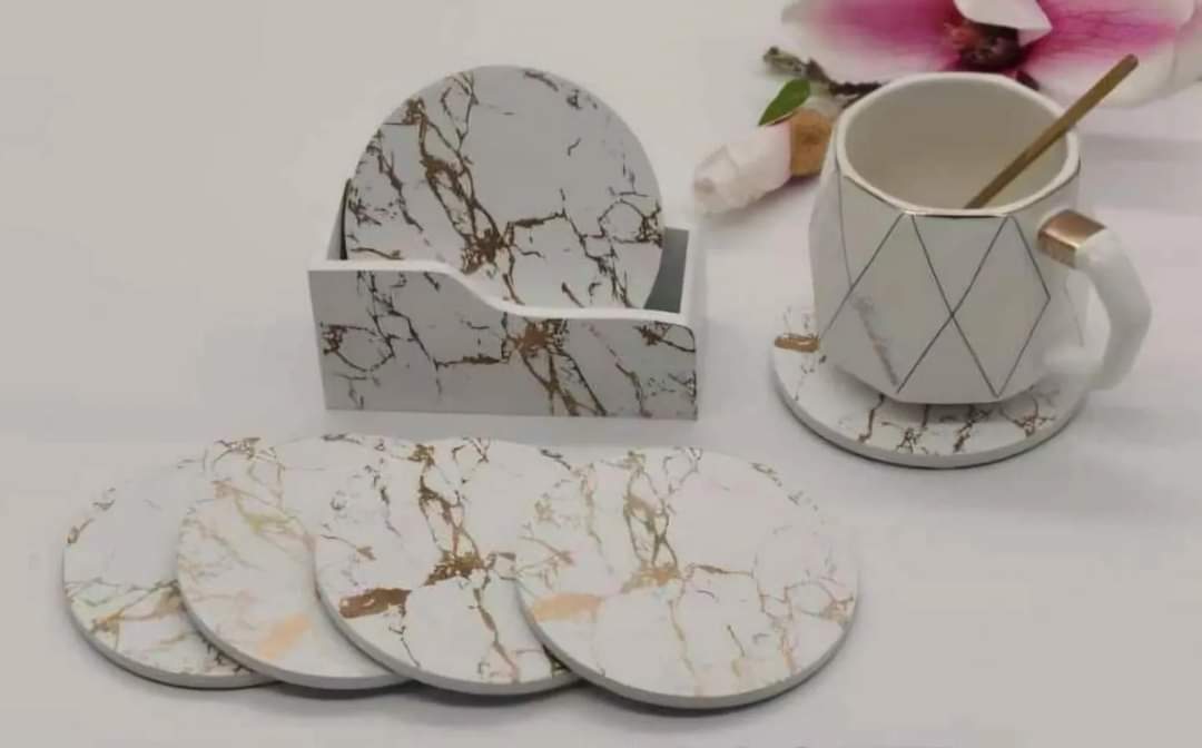 Marble cup coaster set