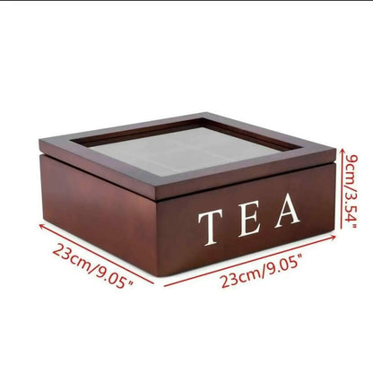 9 Grid Wooden Tea Box