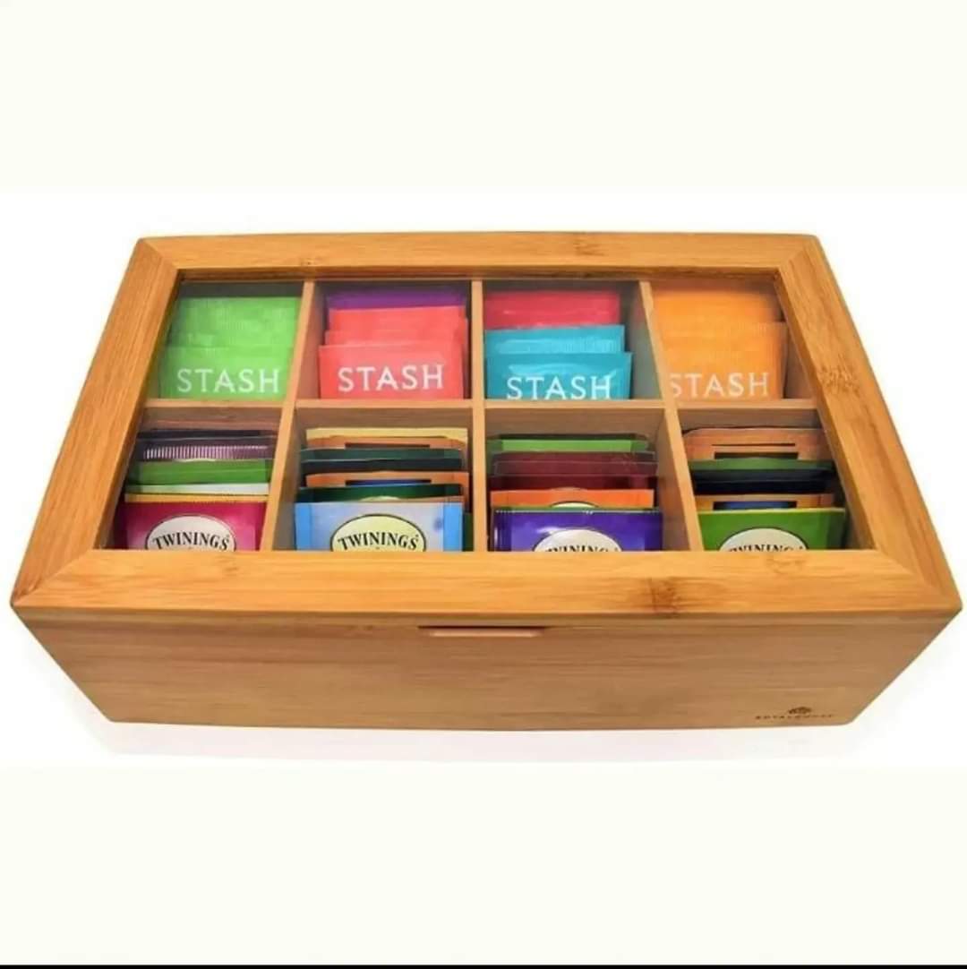 6 slots Bamboo wooden Teabag Organizer