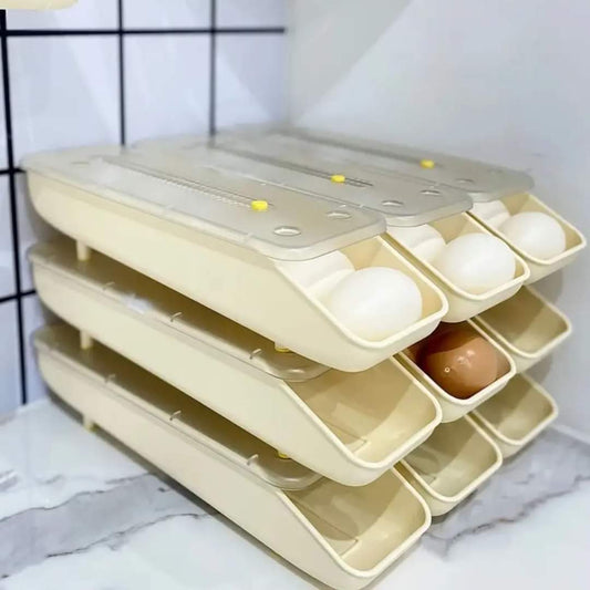 Stackable automatic rolling egg storage box