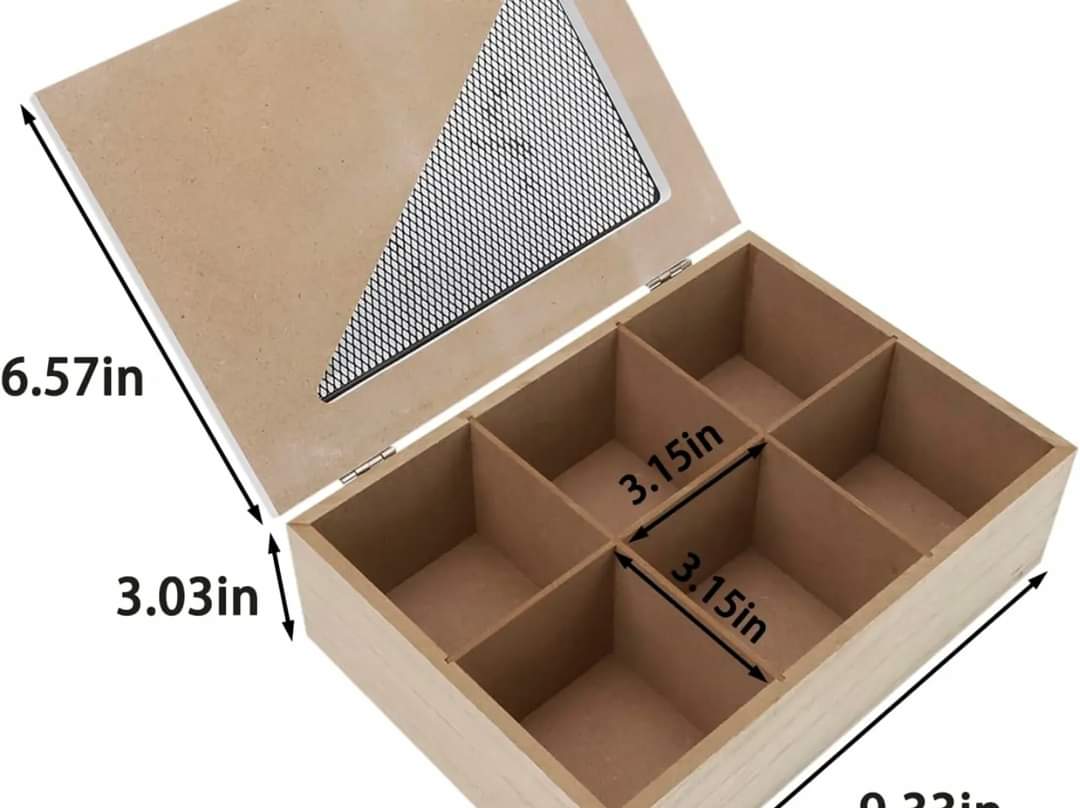 6 compartments wooden teabag