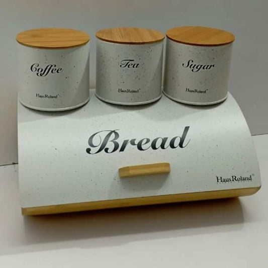 Bread Bin with 3 pcs Alloy Canisters