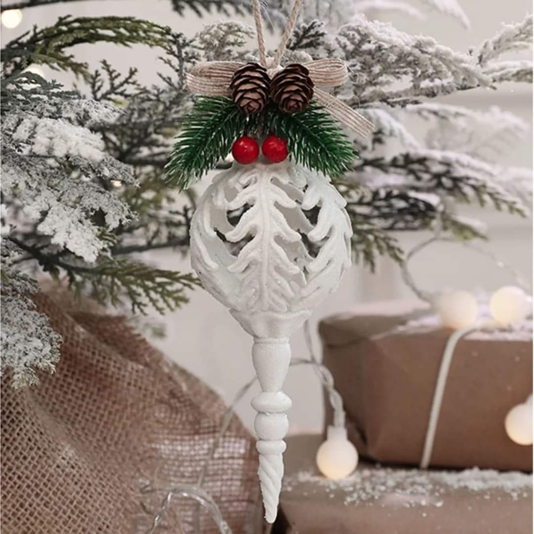 2Pcs Christmas White Pendant Ornament