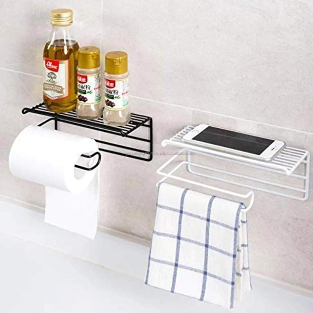 Metallic tissue holder with phone shelf