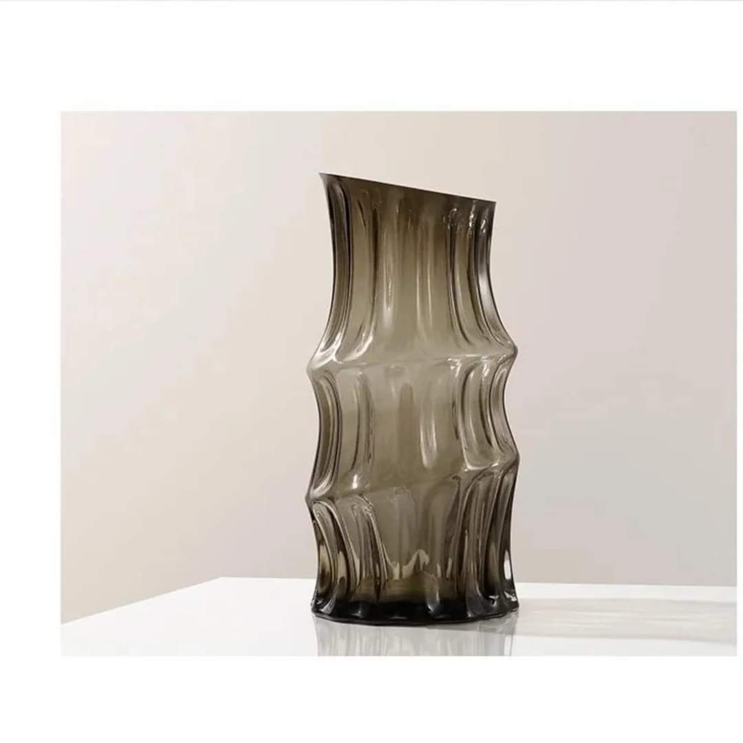 Heavy dark glass vase