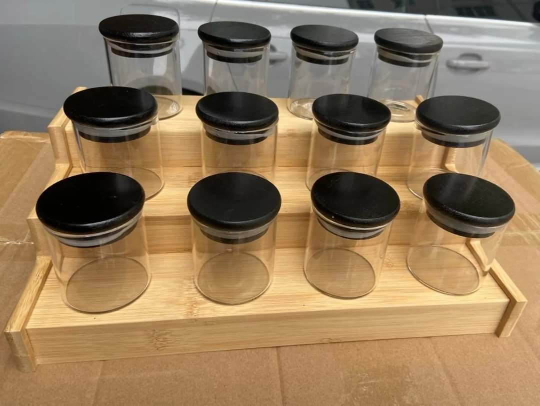 12Pcs Glass spice jars set