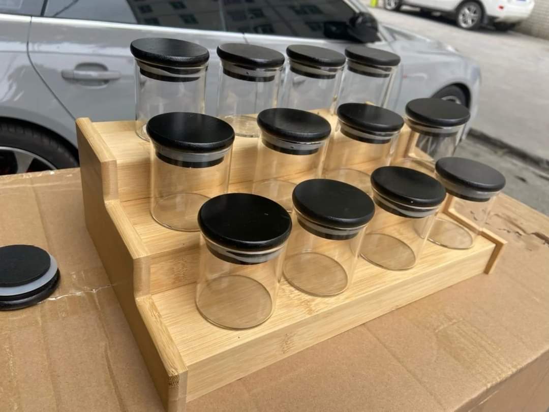 12Pcs Glass spice jars set