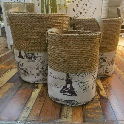 Set of 3 Stackable handmade storage baskets