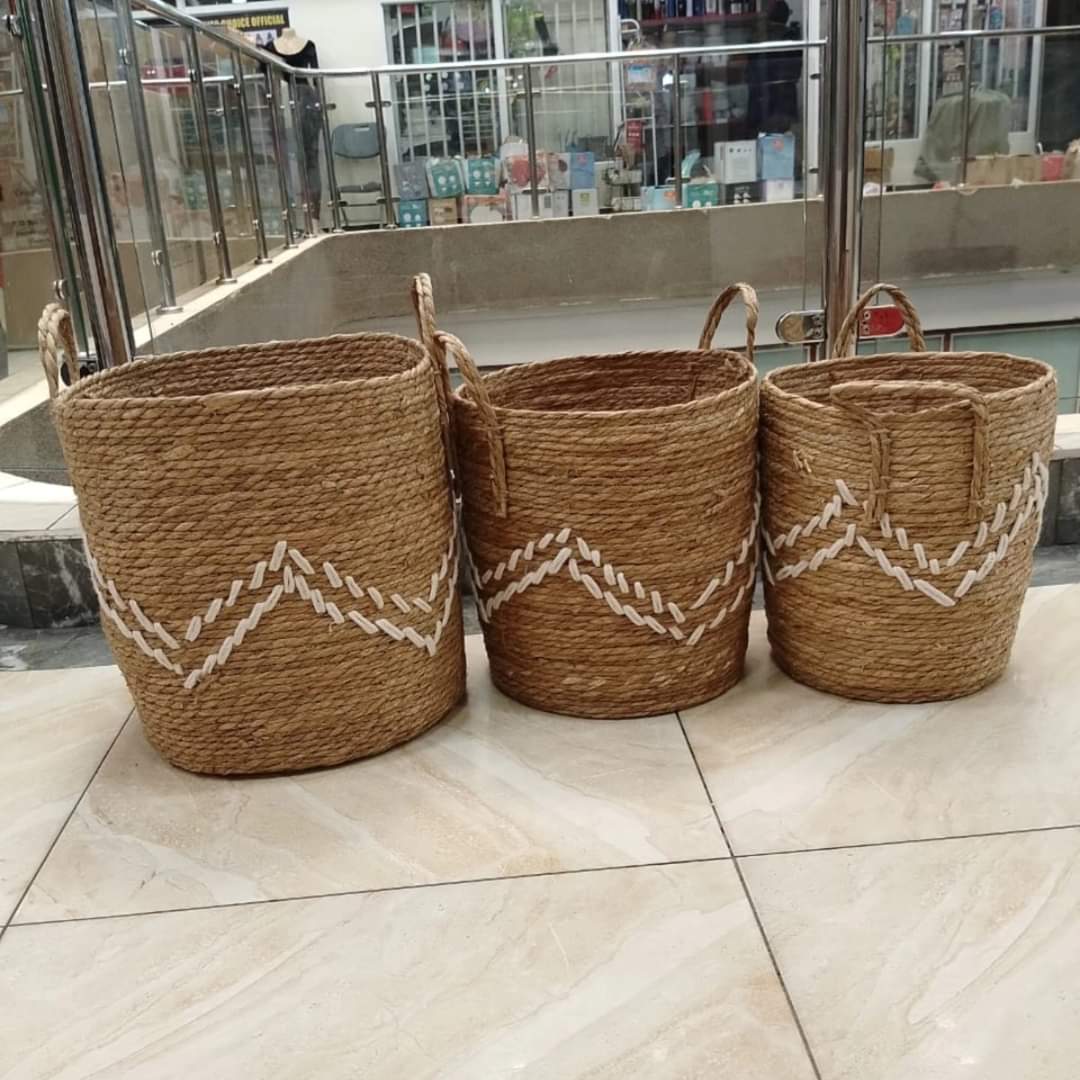 Set of 3 Stackable handmade baskets