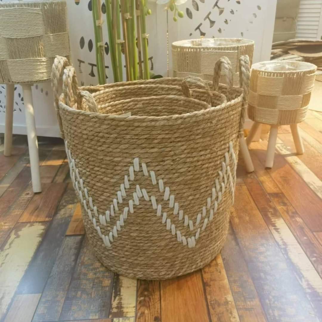 Set of 3 Stackable handmade baskets