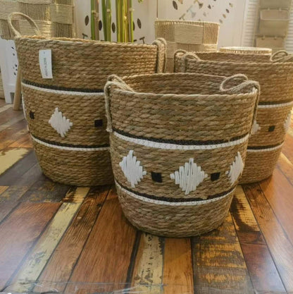 Set of 3 Stackable handmade storage baskets