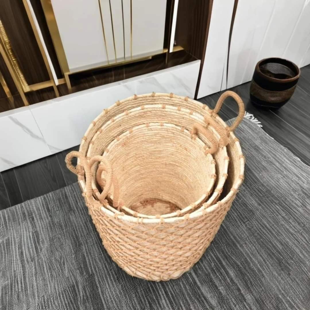 High Quality  3 Stackable handmade baskets