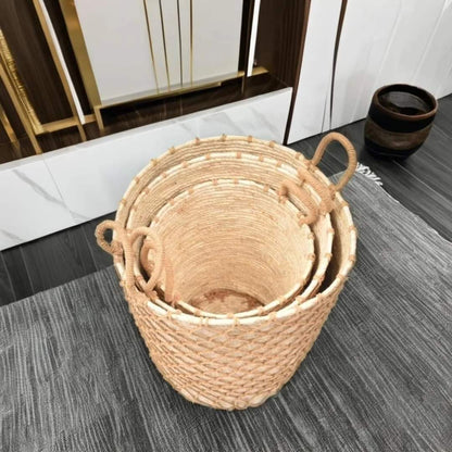 3 Stackable handmade storage baskets