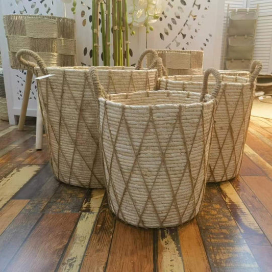 Set of 3 Stackable handmade baskets