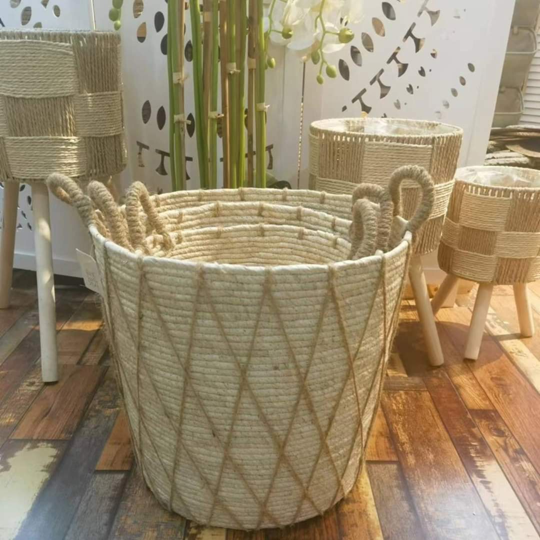 Set of 3 Stackable handmade baskets