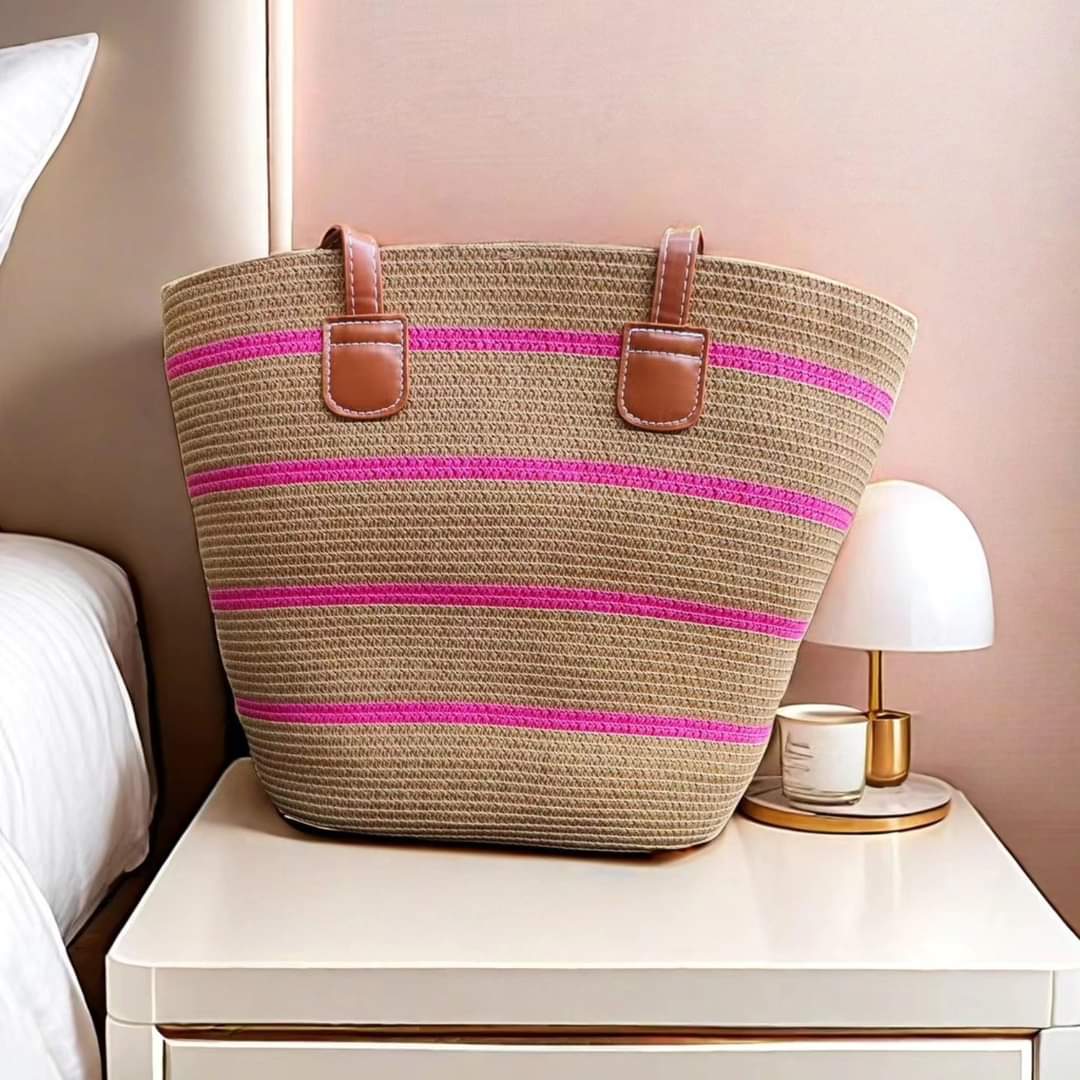 Vintage Straw Woven Beach Bag