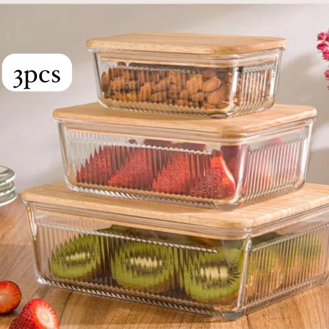 3pc Glass food storage containers