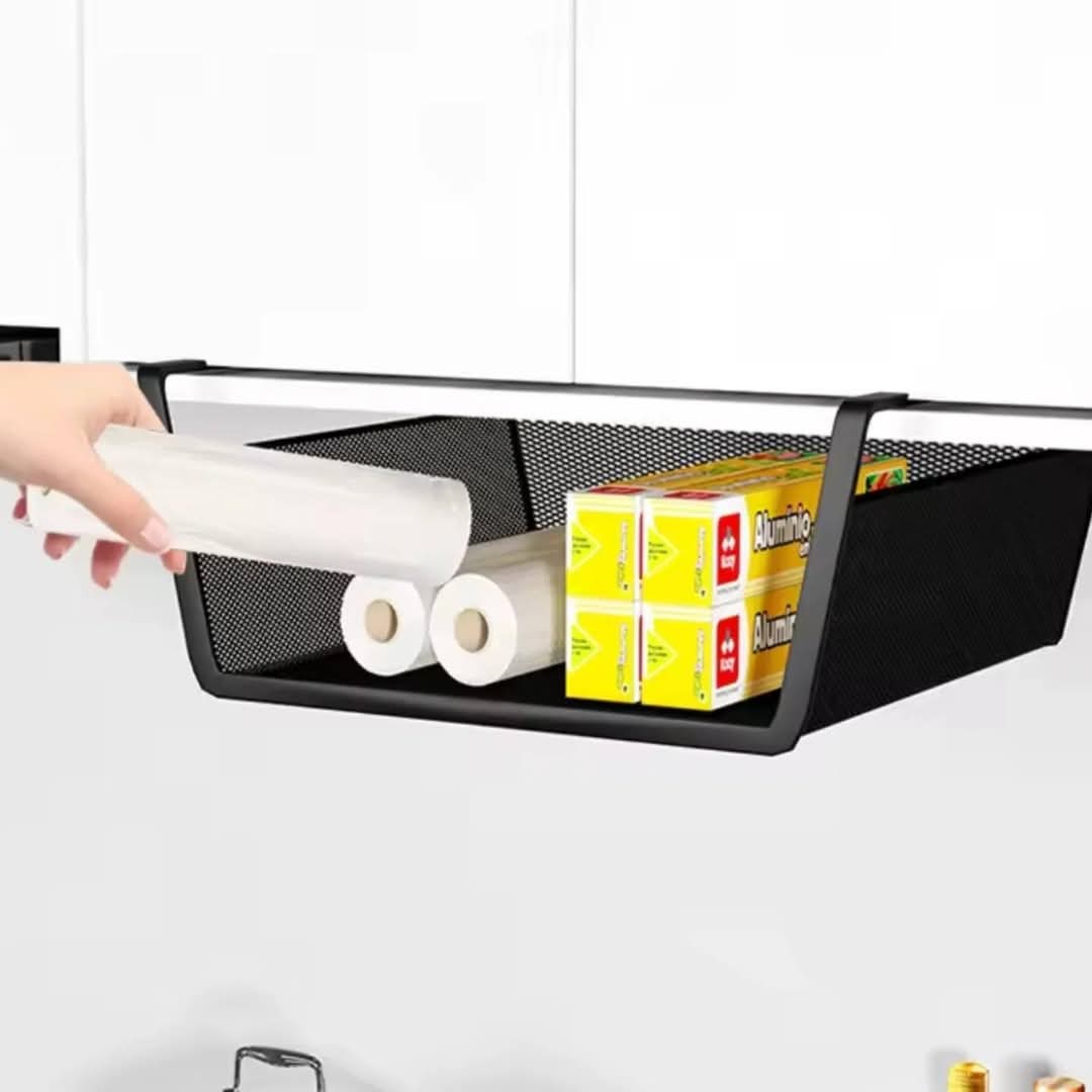 Under the shelf meshed cabinet organizer