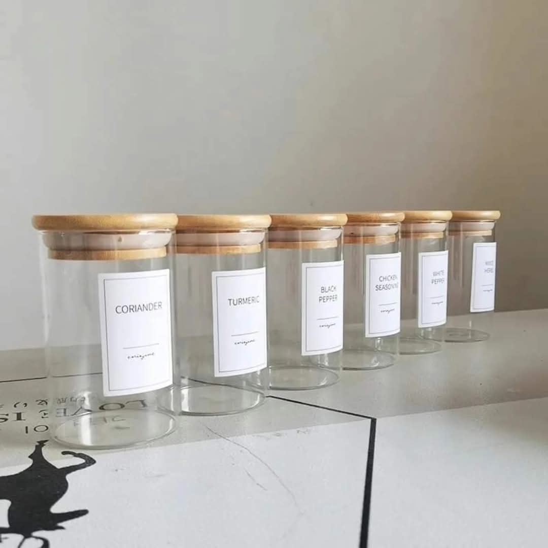 Bamboio glass jars and labels