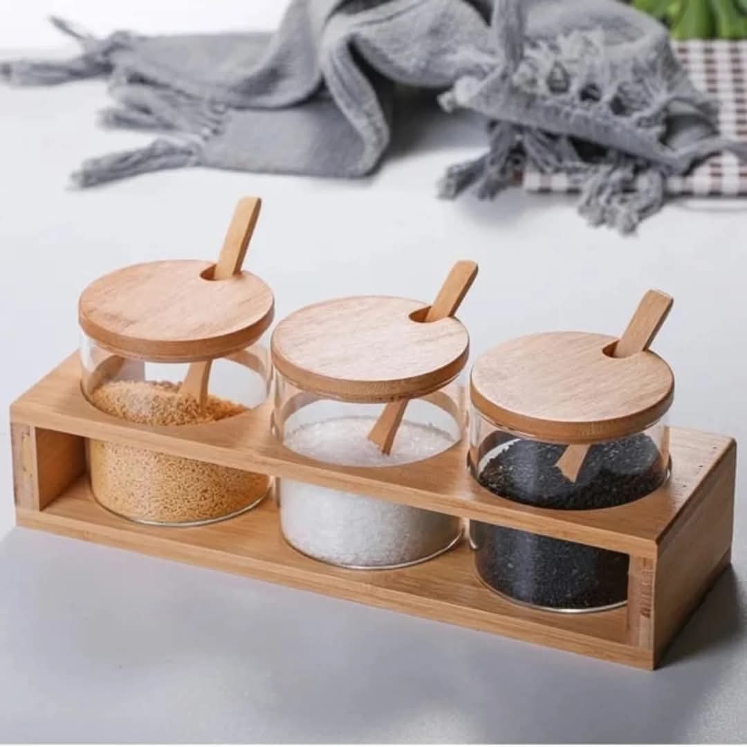 3pcs Canister set with bamboo lid
