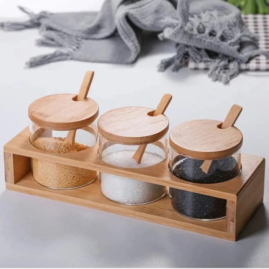 3pcs Canister set with bamboo lid