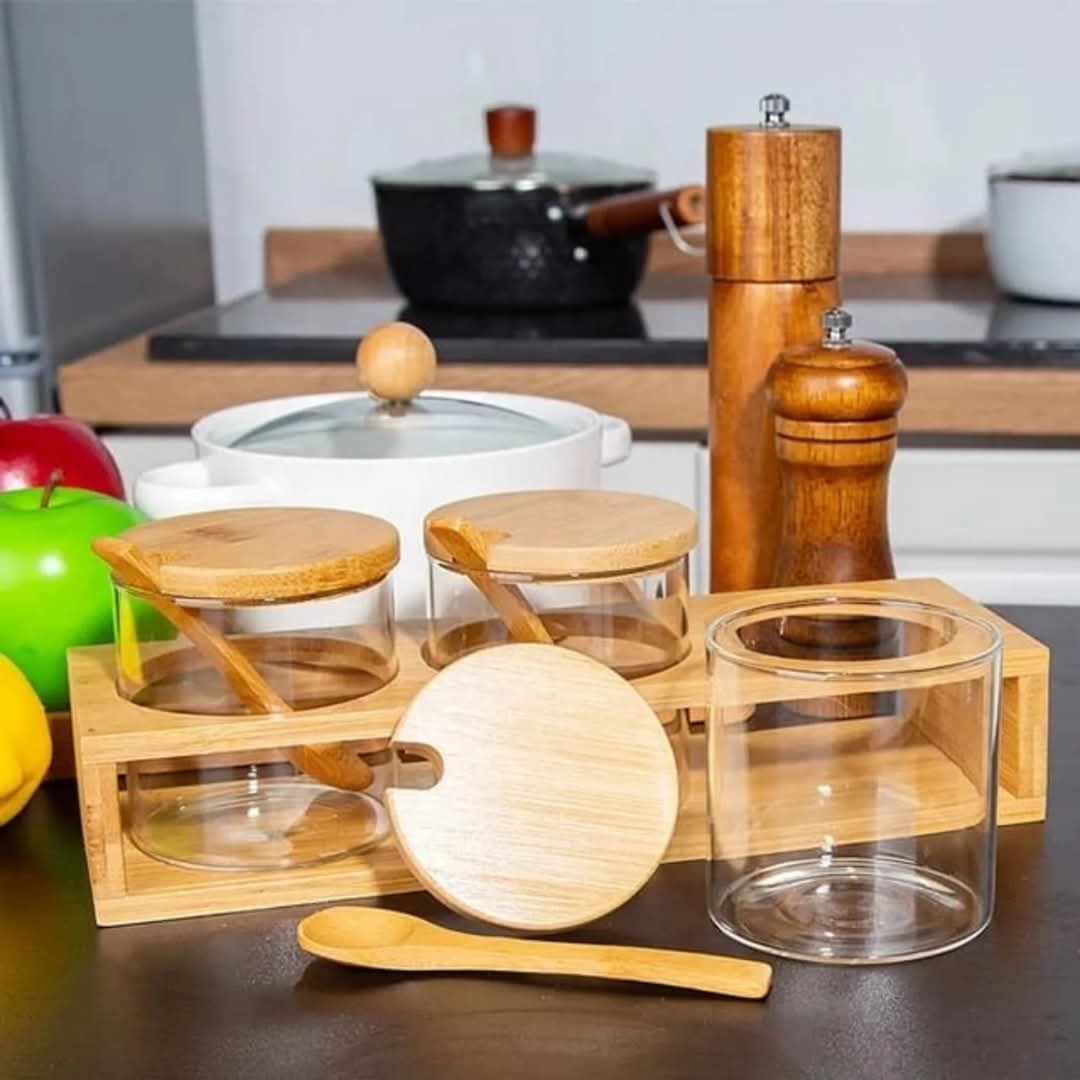 3pcs Canister set with bamboo lid