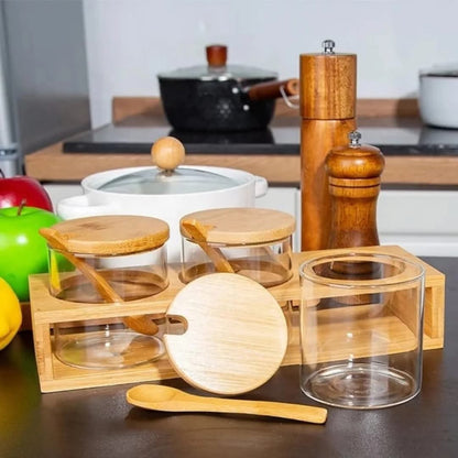 3pcs Canister set with bamboo lid