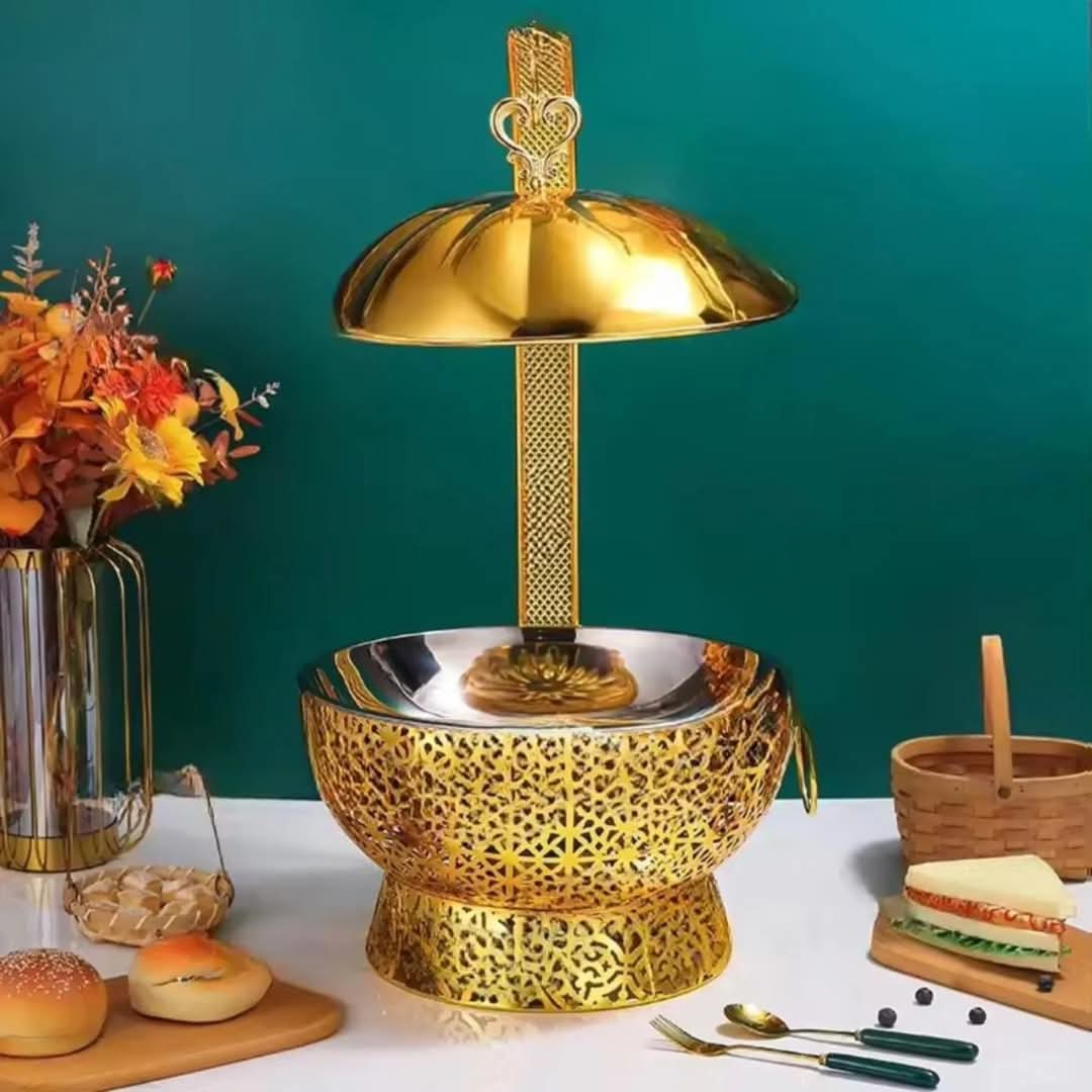 8L Gold round chaffing dish