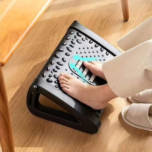 ERGONOMIC ADJUSTABLE FOOT REST WITH TEXTURED MASSAGE SURFACE FOR OFFICE AND HOME