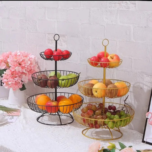 3 tier Metallic fruit vegetables stand