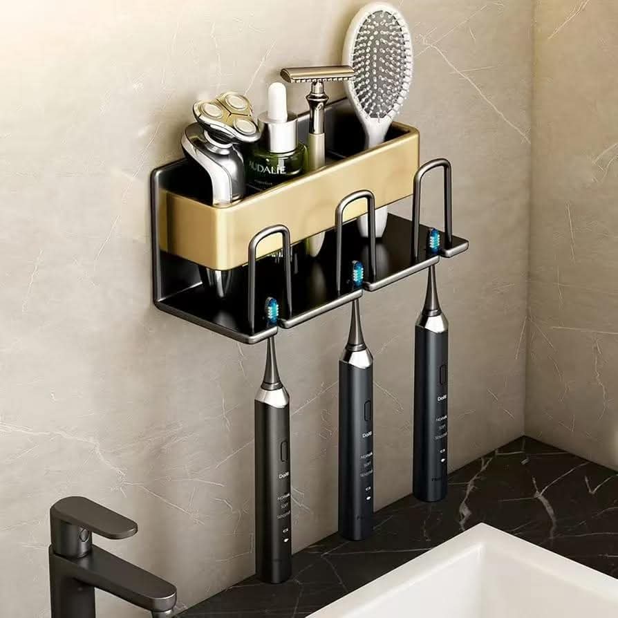 Wall mounted tooth brush/paste holder