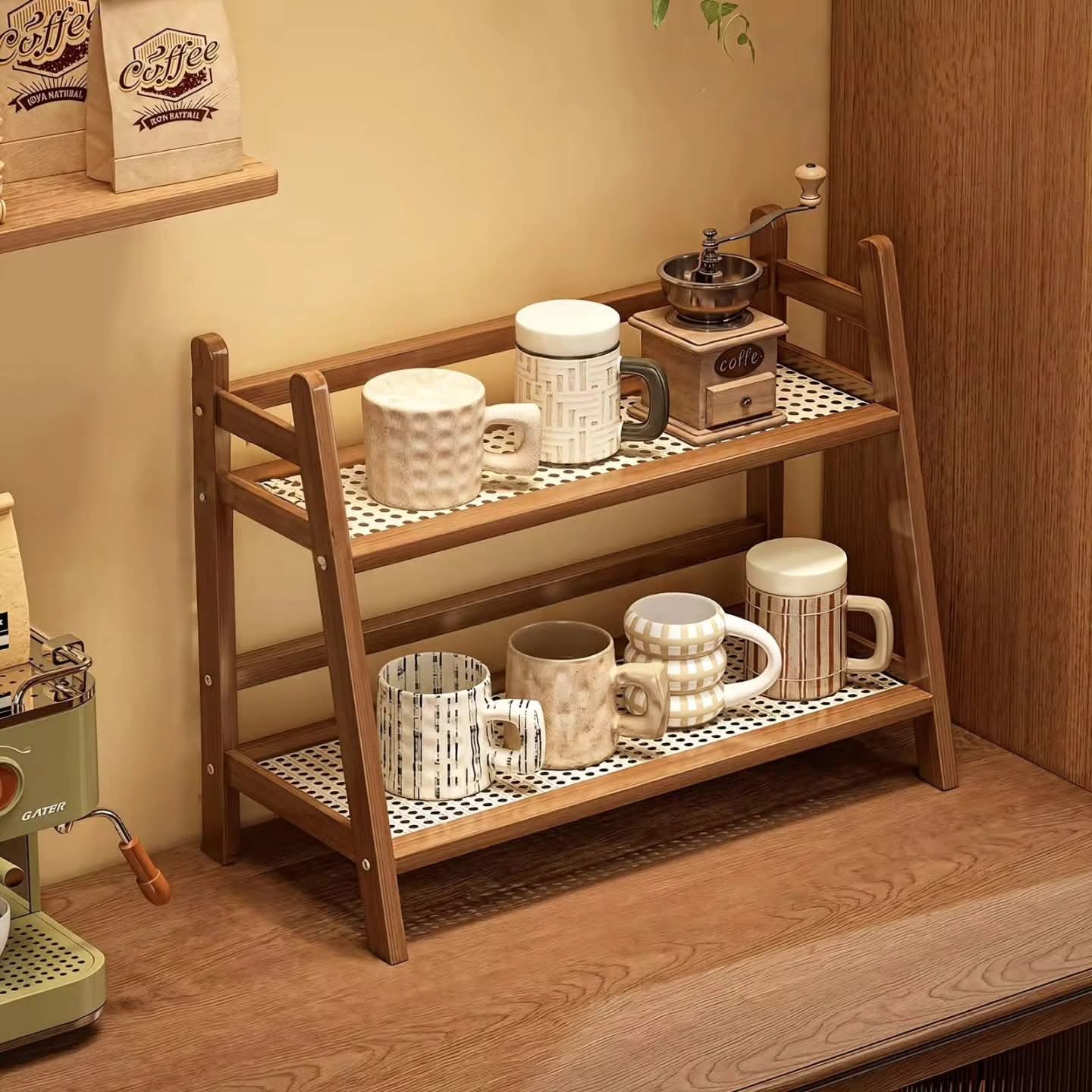 Bamboo Countertop Storage Organizer Rack