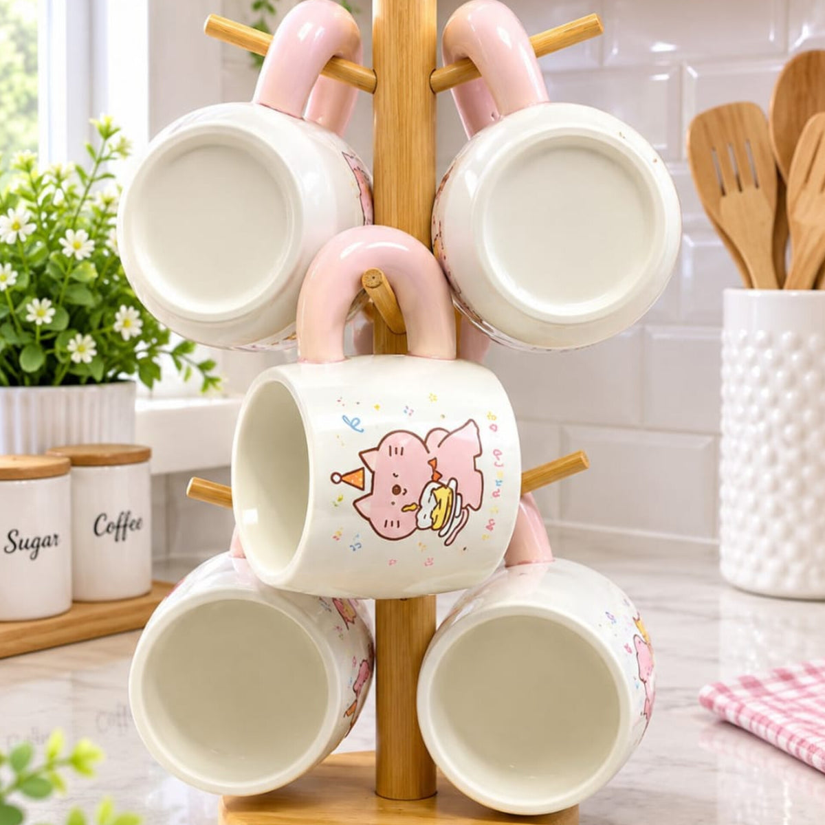 Floral Coffee Mug Collection With Bold Handle