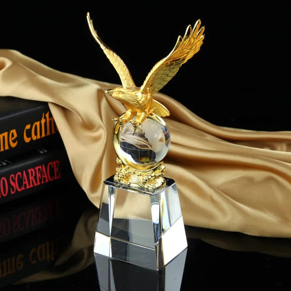 Gold Metal Eagle Crystal Base Trophy