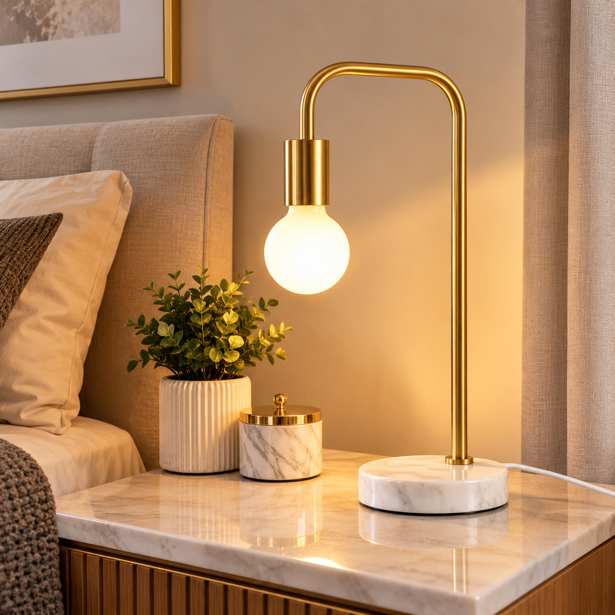 Gold and Marble Table Lamp