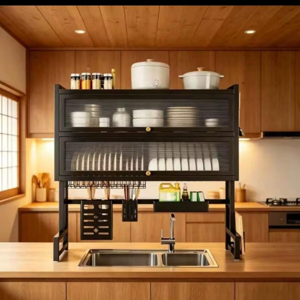 Heavy duty double over the sink Rack With closable cabinet