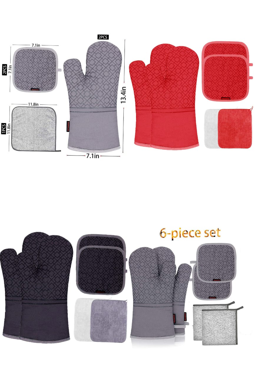 6pc Oven mittens and pot holders