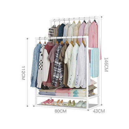 Double Pole Rack With Shoes Storage