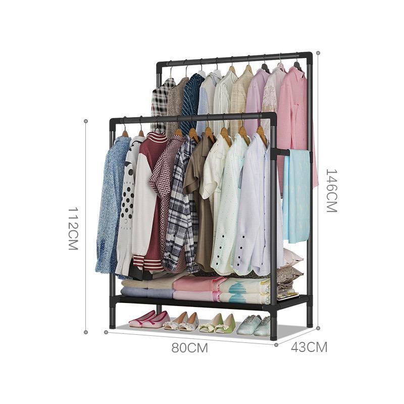 Double Pole Rack With Shoes Storage