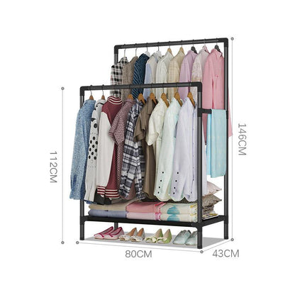 Double Pole Rack With Shoes Storage