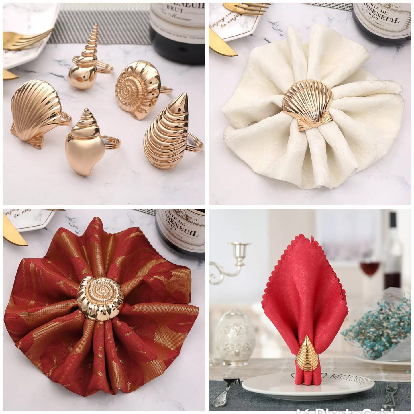 6Pc Shell Napkin Rings