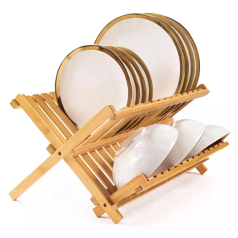 Eco friendly Foldable Bamboo Dish Rack