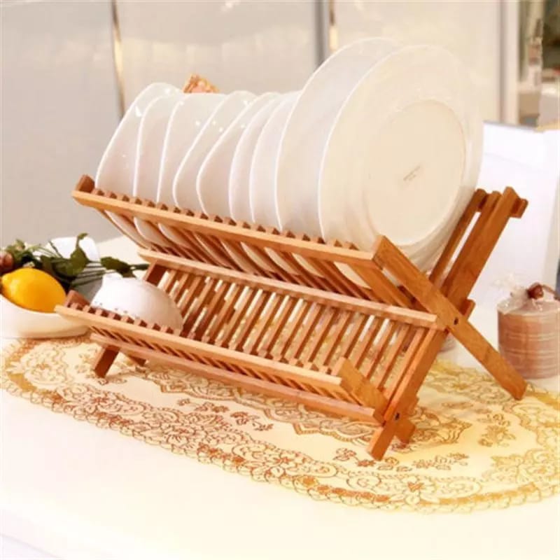 Eco friendly Foldable Bamboo Dish Rack