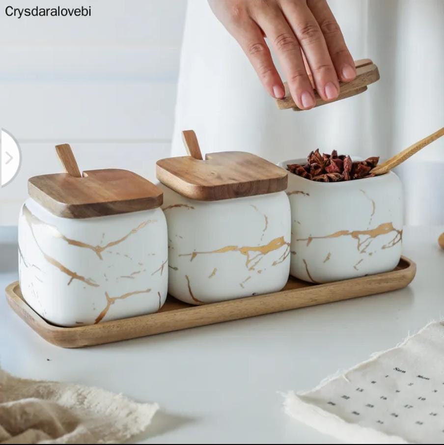 10 in 1 Nordic Marble Ceramic Jars