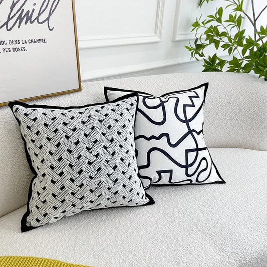 Velvet Line Print Cushion Cover