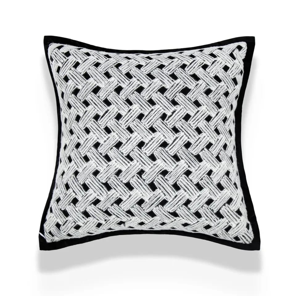 Velvet Line Print Cushion Cover