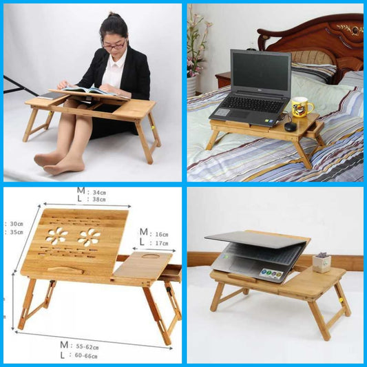 Foldable bamboo laptop table