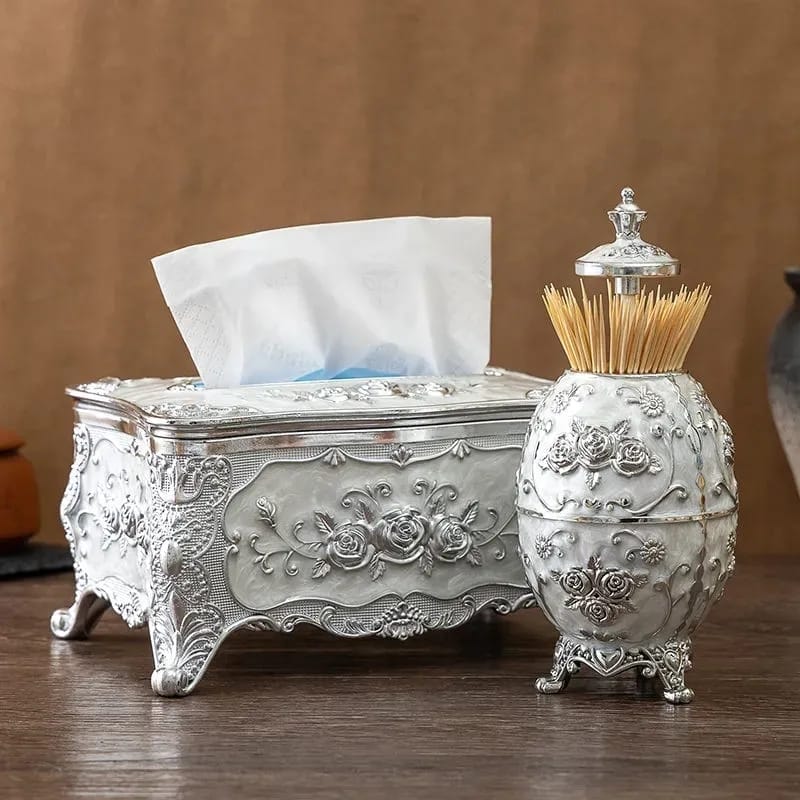 Acrylic Tissue Box and Toothpick Holder Set