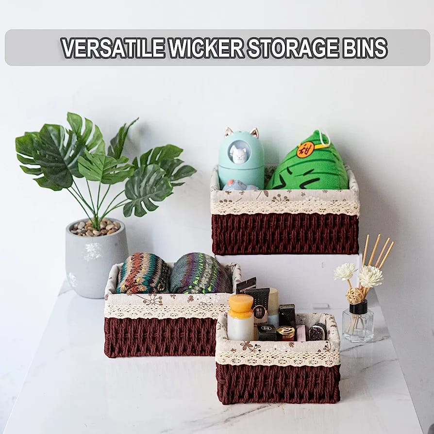 3 in 1 Multipurpose Rattan Decorative Storage Baskets