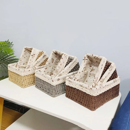 Multipurpose Rattan Decorative 3pc Storage Baskets